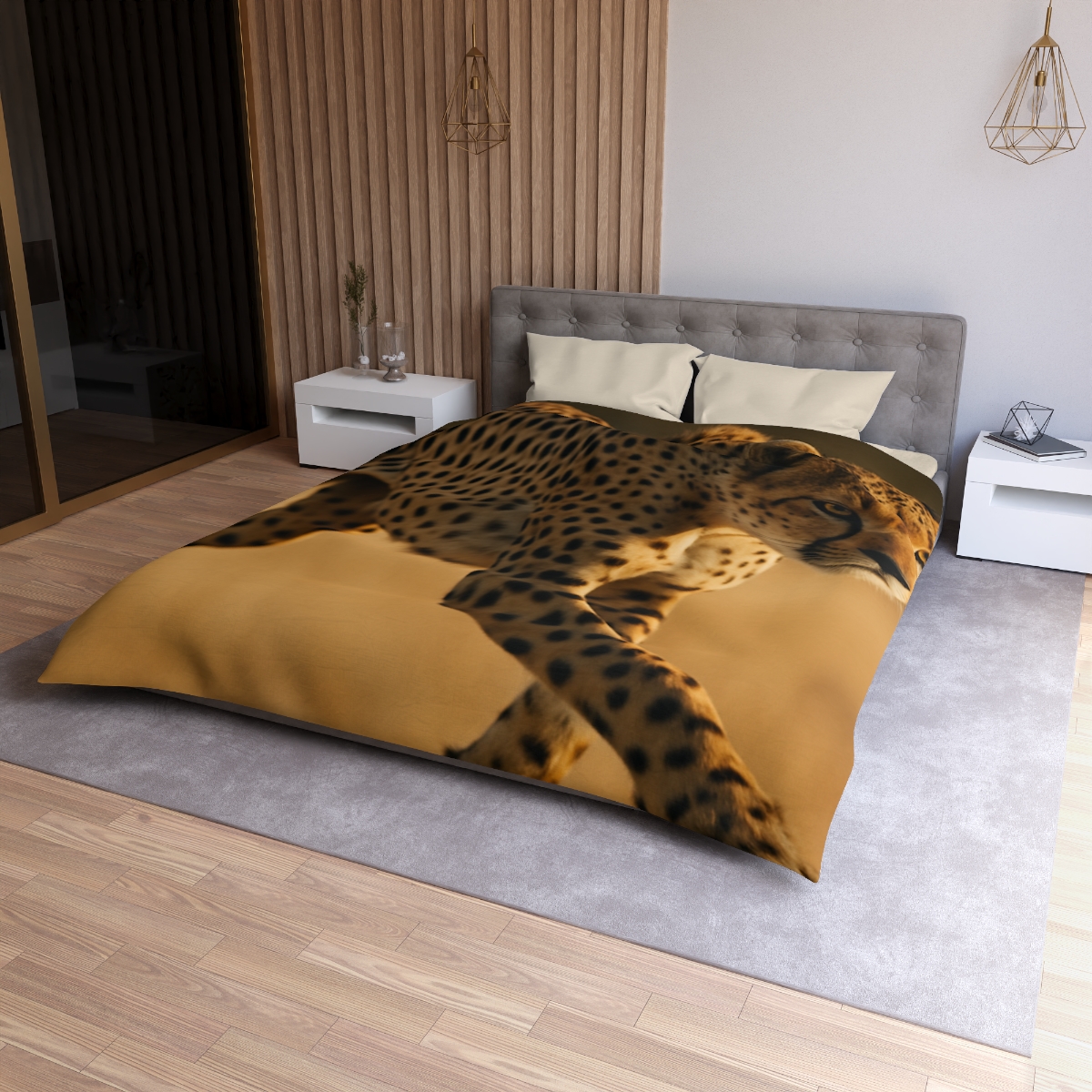 Speed Whisper Cheetah designer printed duvets