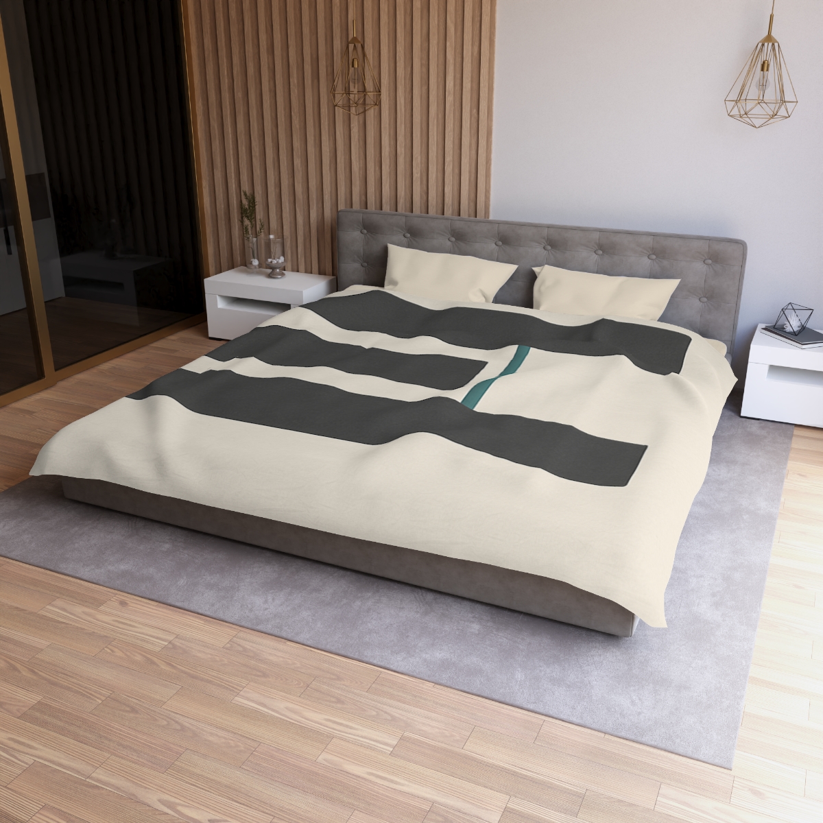 Staggered Bars With Quiet Opening designer printed duvets