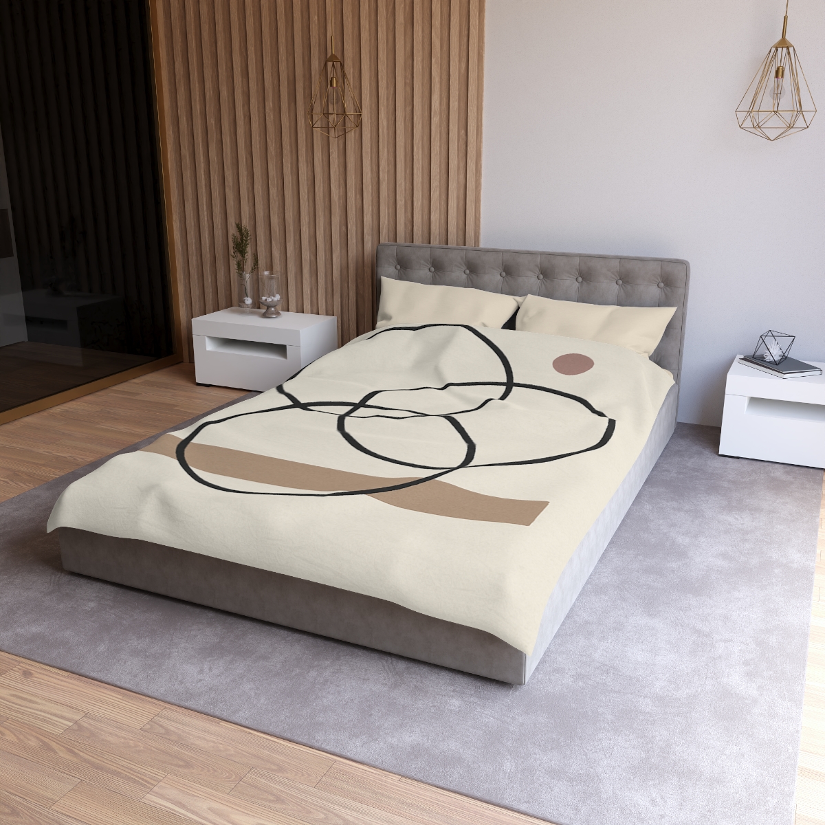 Staggered Rings And Slim Bar personalized bedding duvets