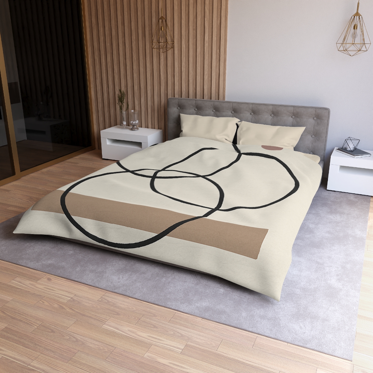 Staggered Rings And Slim Bar personalized bedding duvets