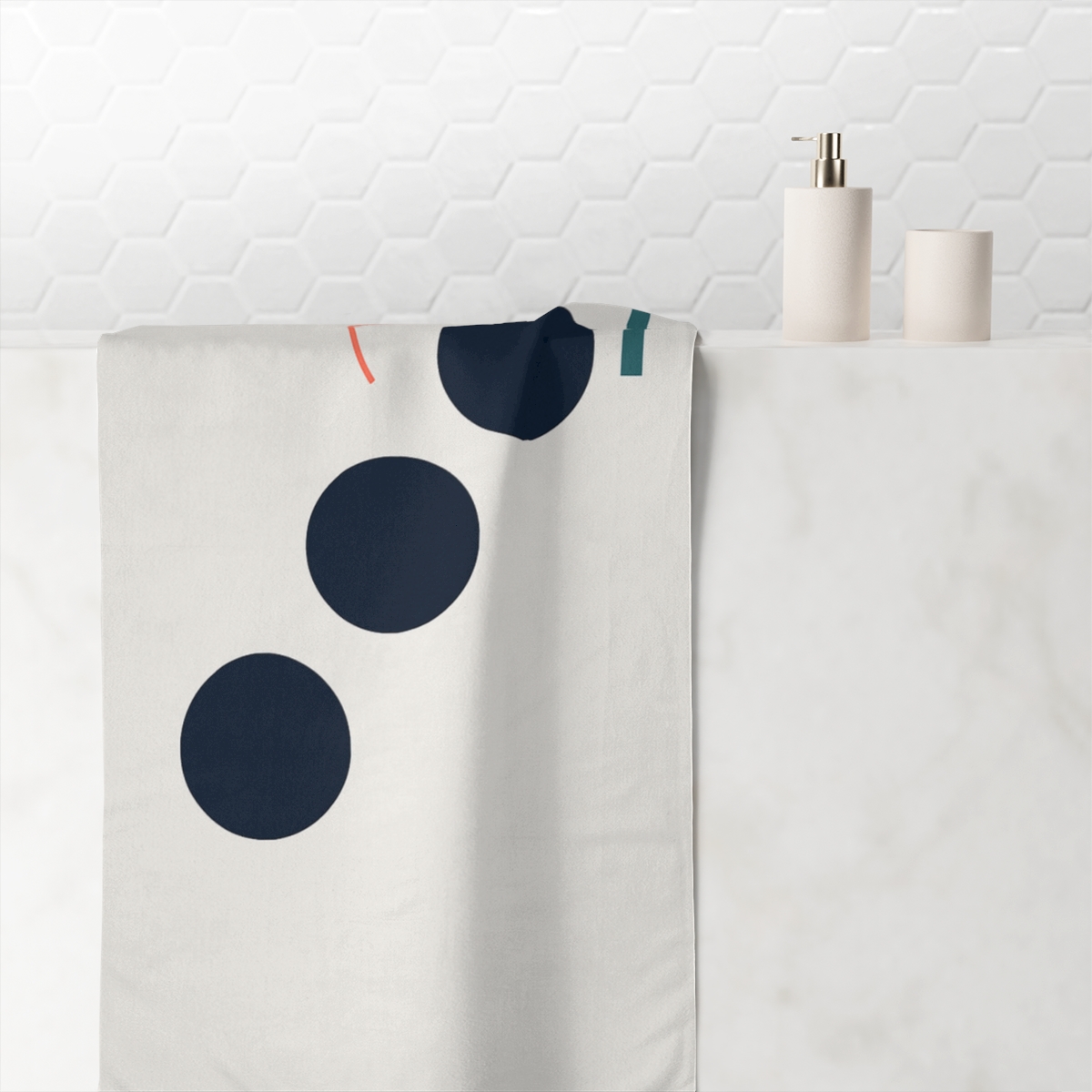 Staggered Triad With Crescent Offset personalized bath towels