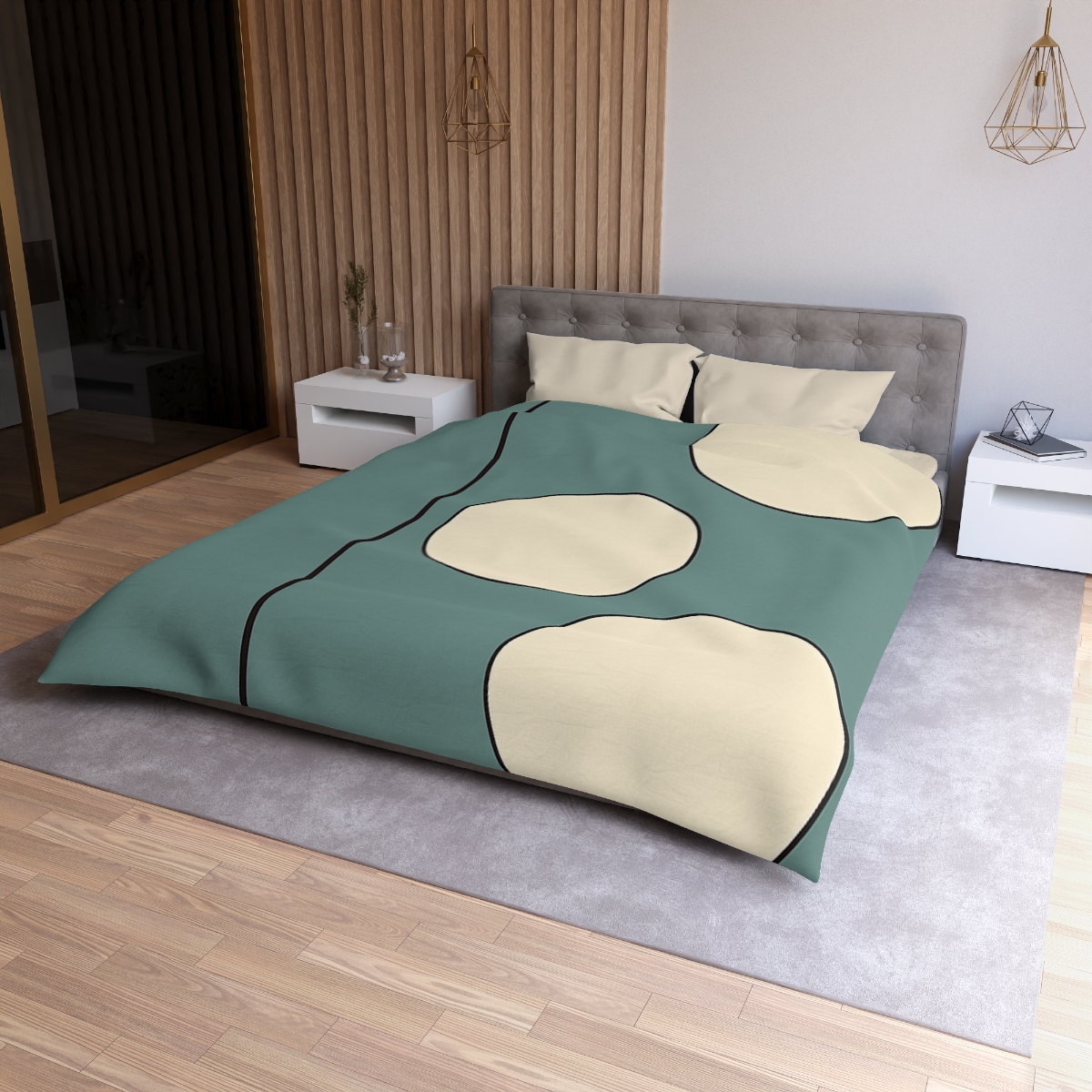 Staggered Trio Of Circles With Thin Divider personalized bedding duvets