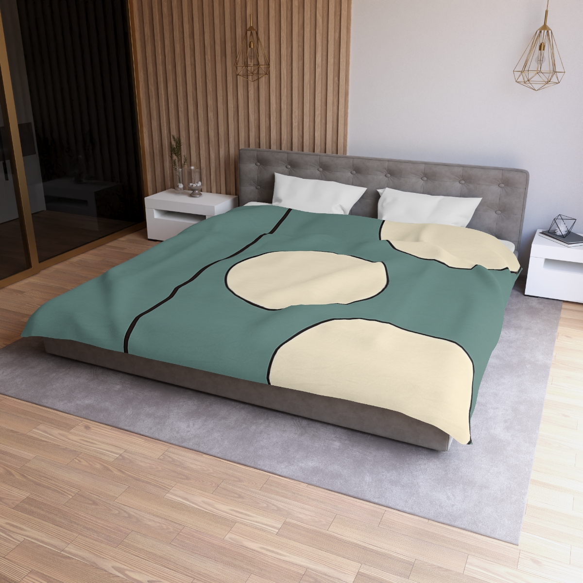 Staggered Trio Of Circles With Thin Divider personalized bedding duvets