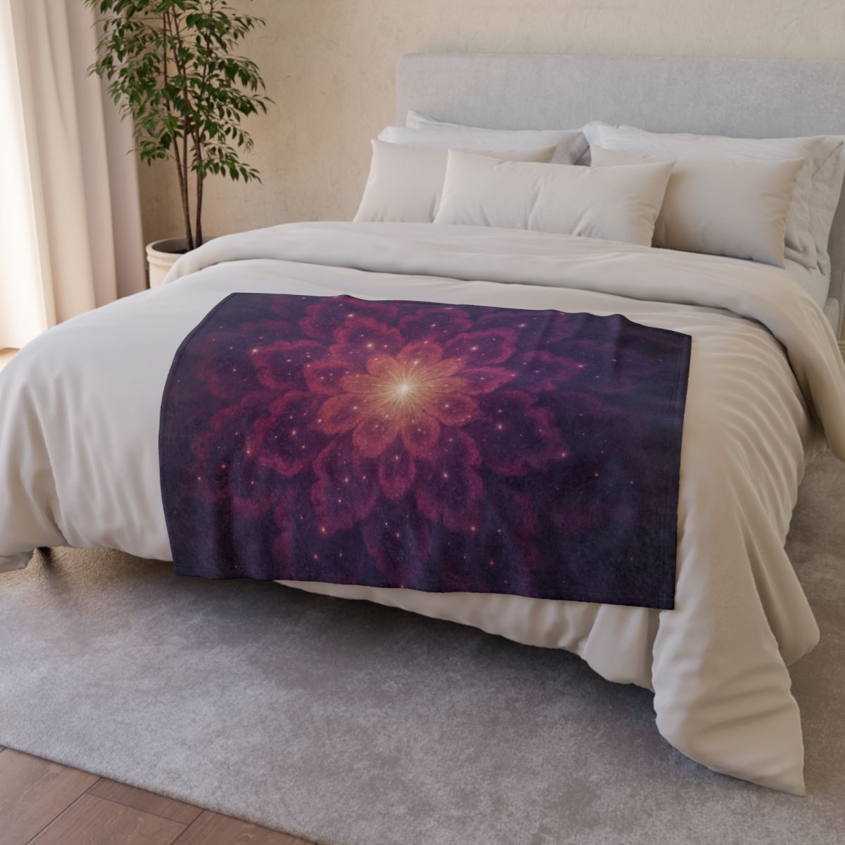 Starburst Fractal Bloom soft fleece blankets
