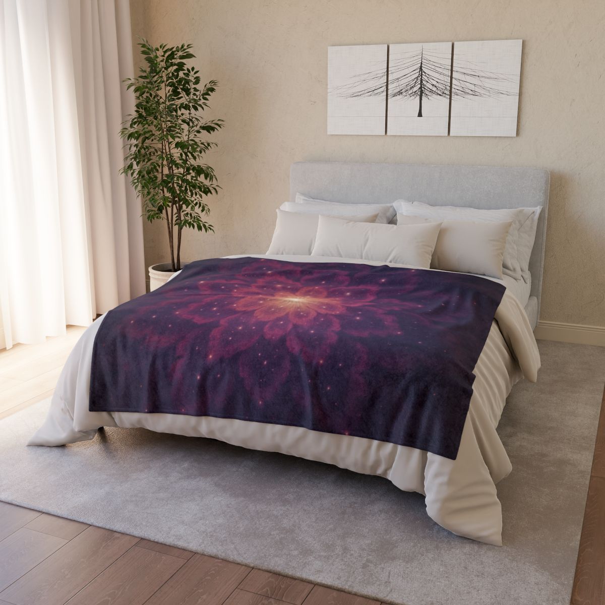 Starburst Fractal Bloom soft fleece blankets
