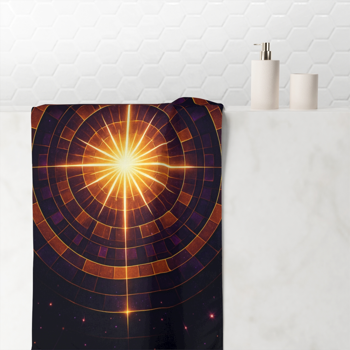Starburst Halo Mosaic personalized bath towels