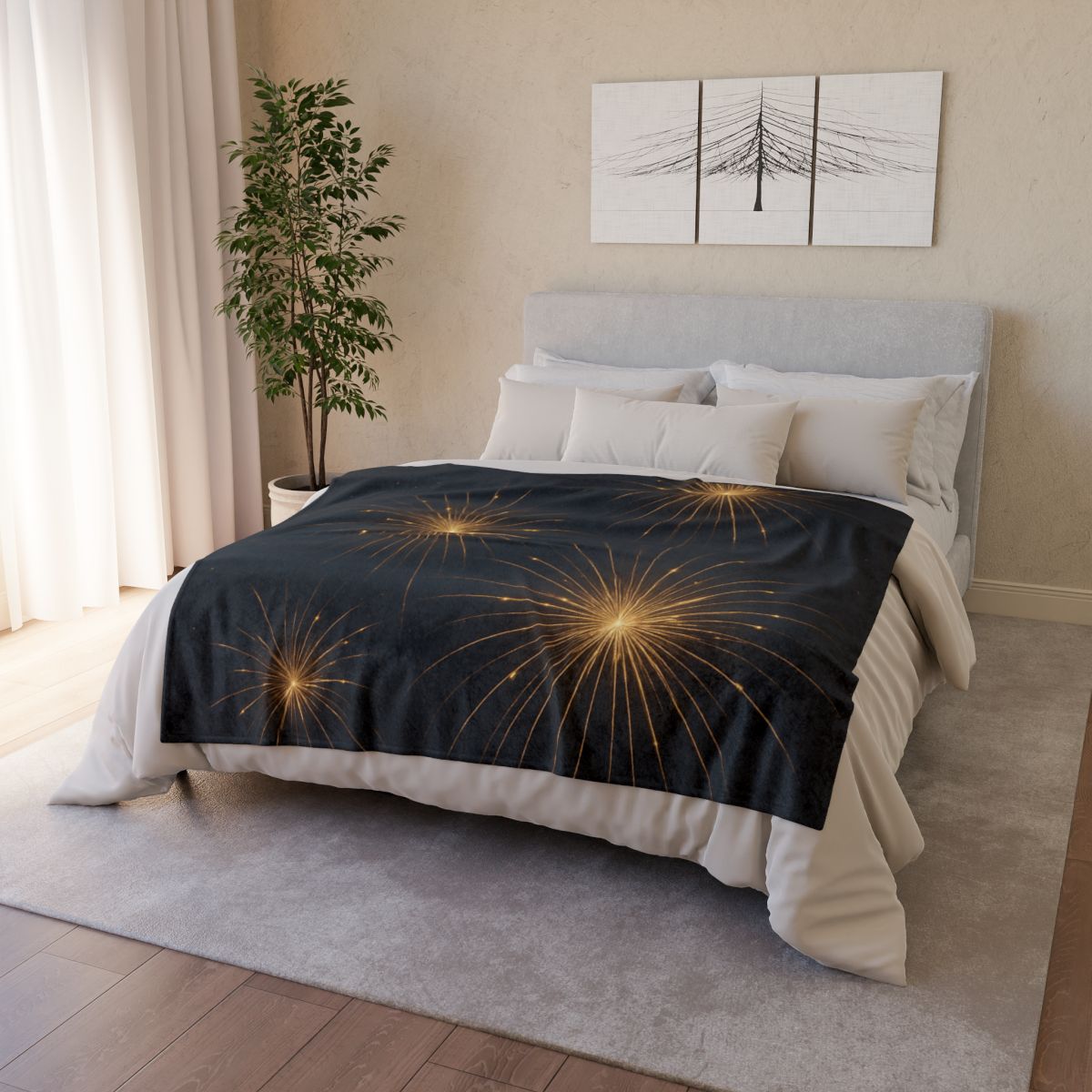 Starburst Silk Field designer printed blankets