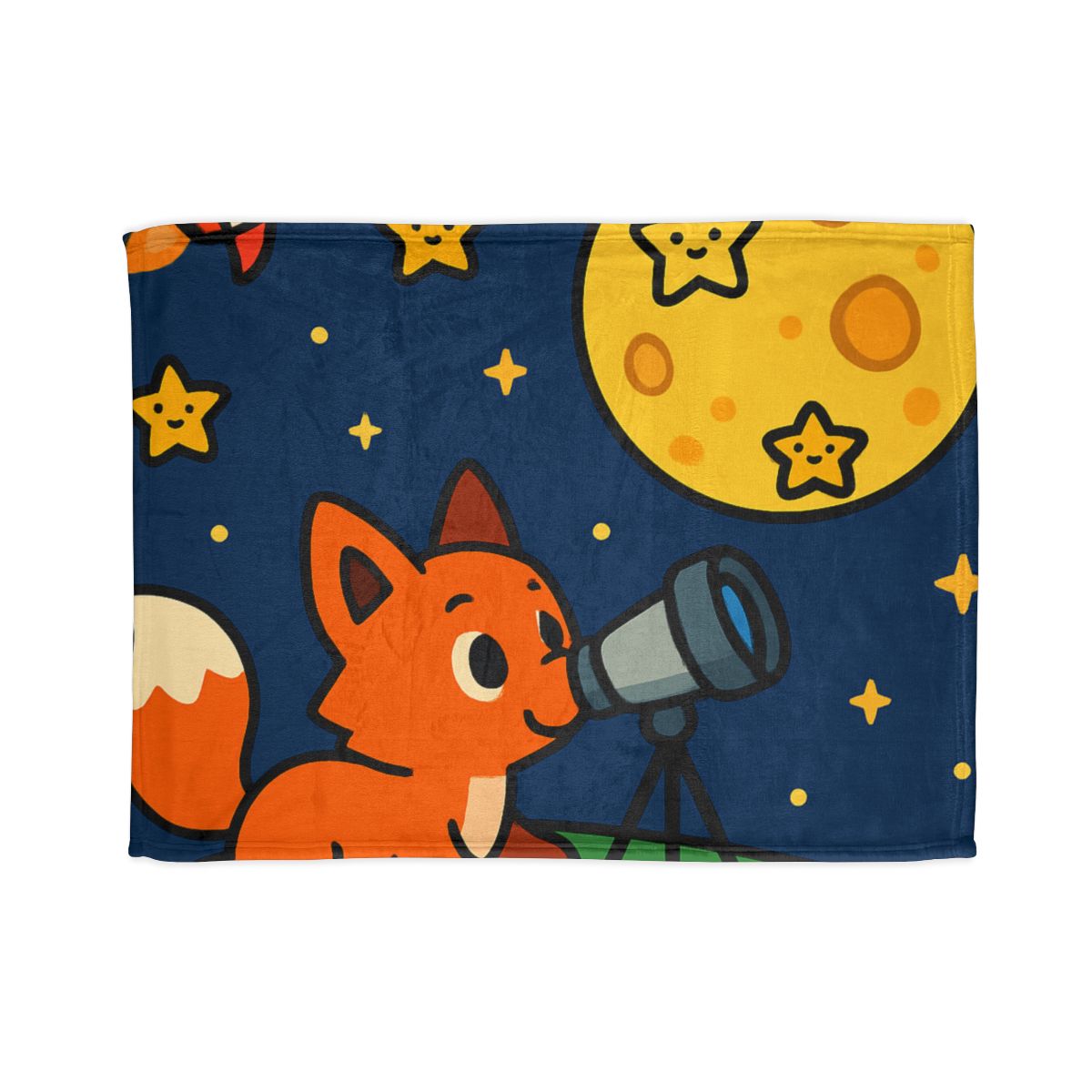 Stargazer Fox In The Moon Meadow personalized cozy blankets
