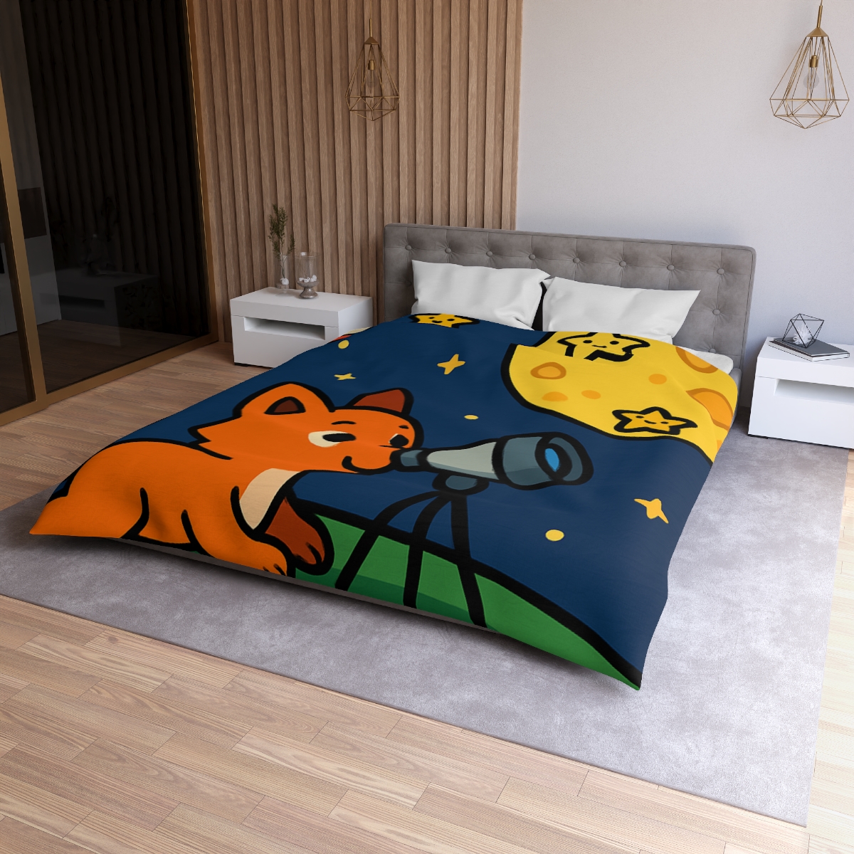 Stargazer Fox In The Moon Meadow warm winter duvets