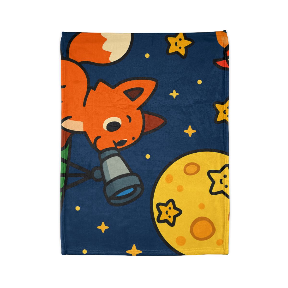 Stargazer Fox In The Moon Meadow personalized cozy blankets