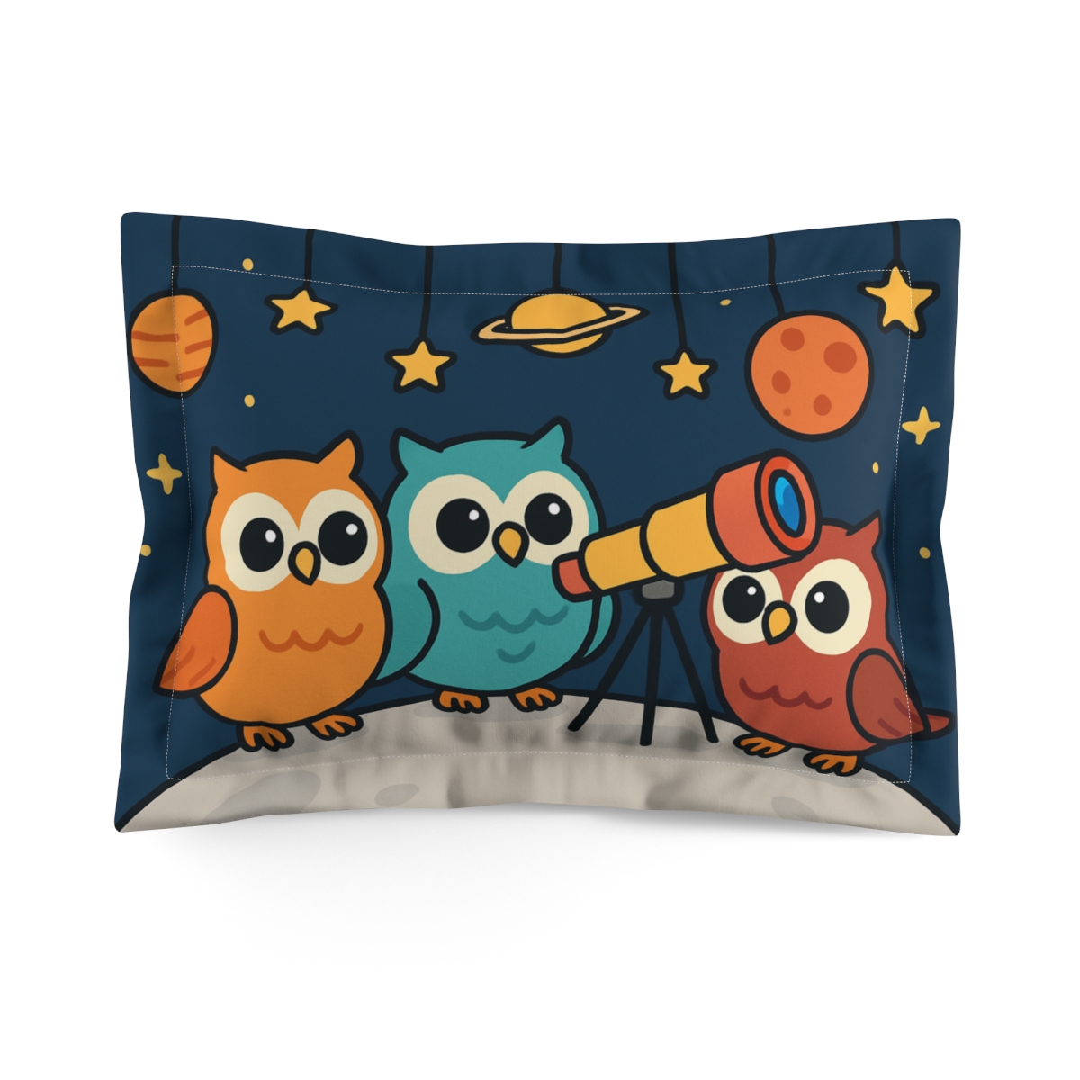 Stargazer Owls On The Moon stylish throw pillows
