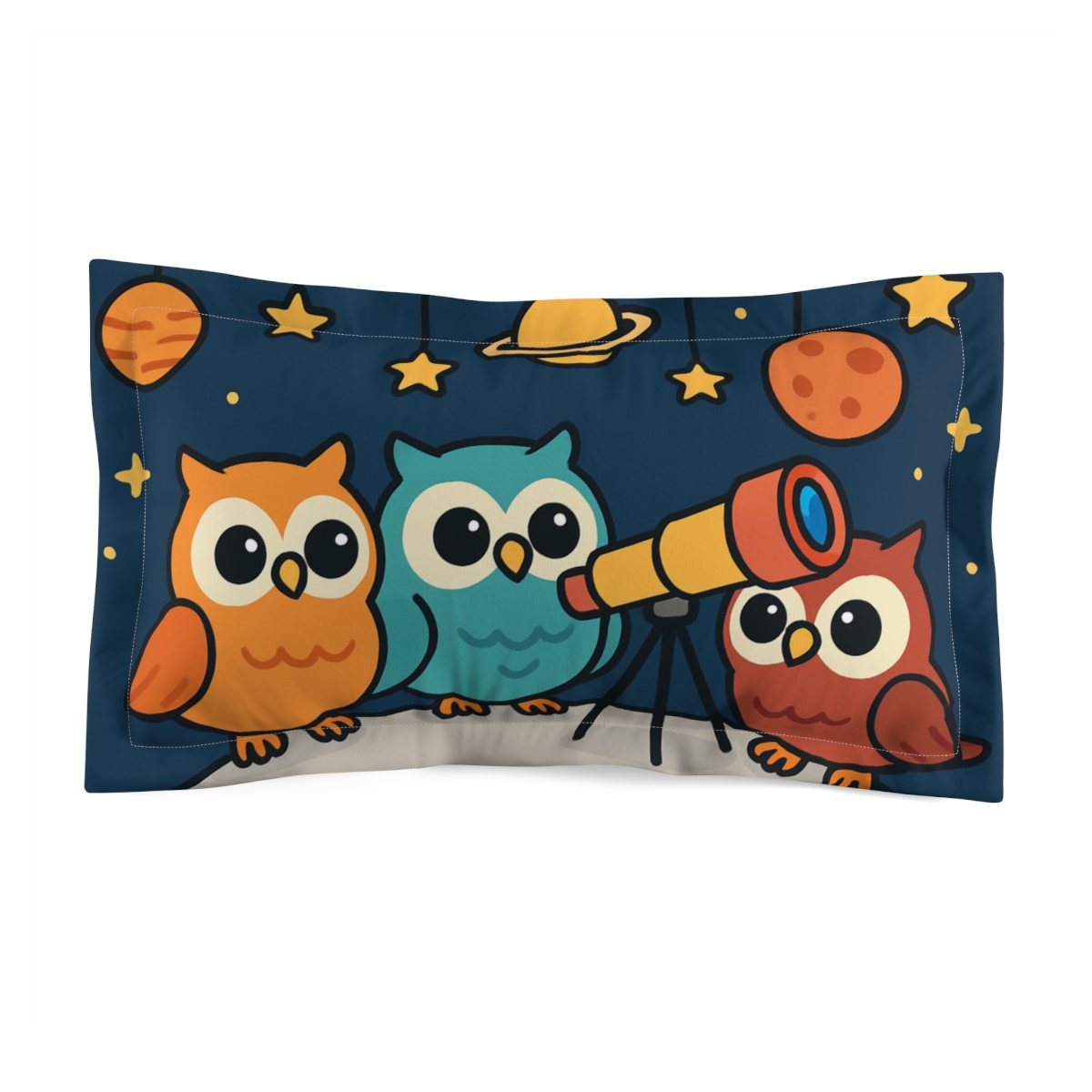 Stargazer Owls On The Moon stylish throw pillows