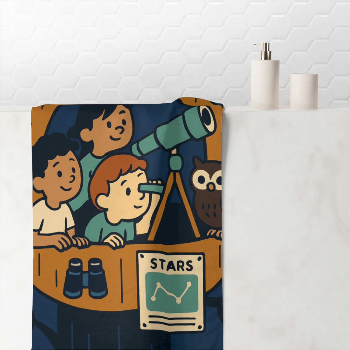 Stargazer Treehouse Club personalized bath towels