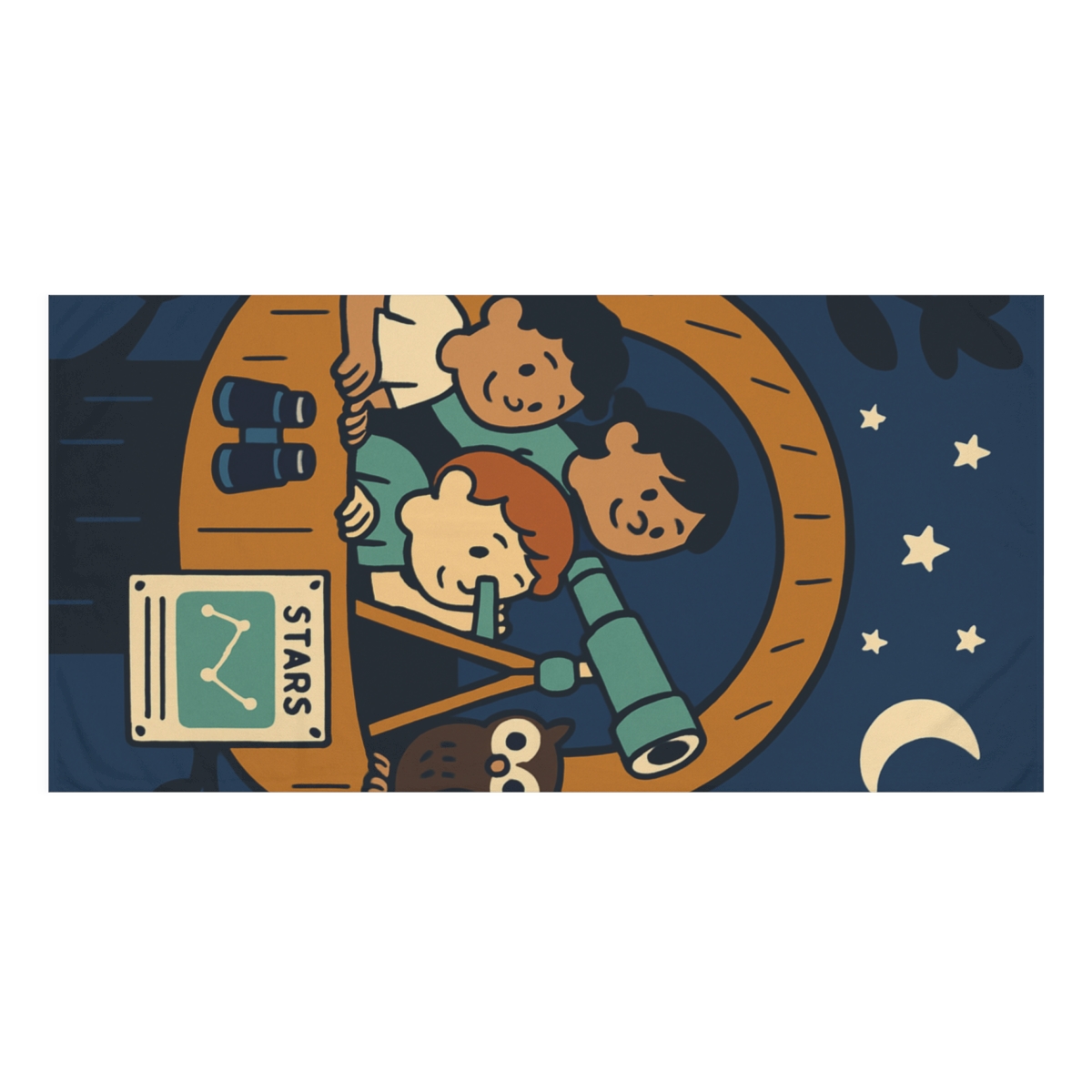 Stargazer Treehouse Club personalized bath towels