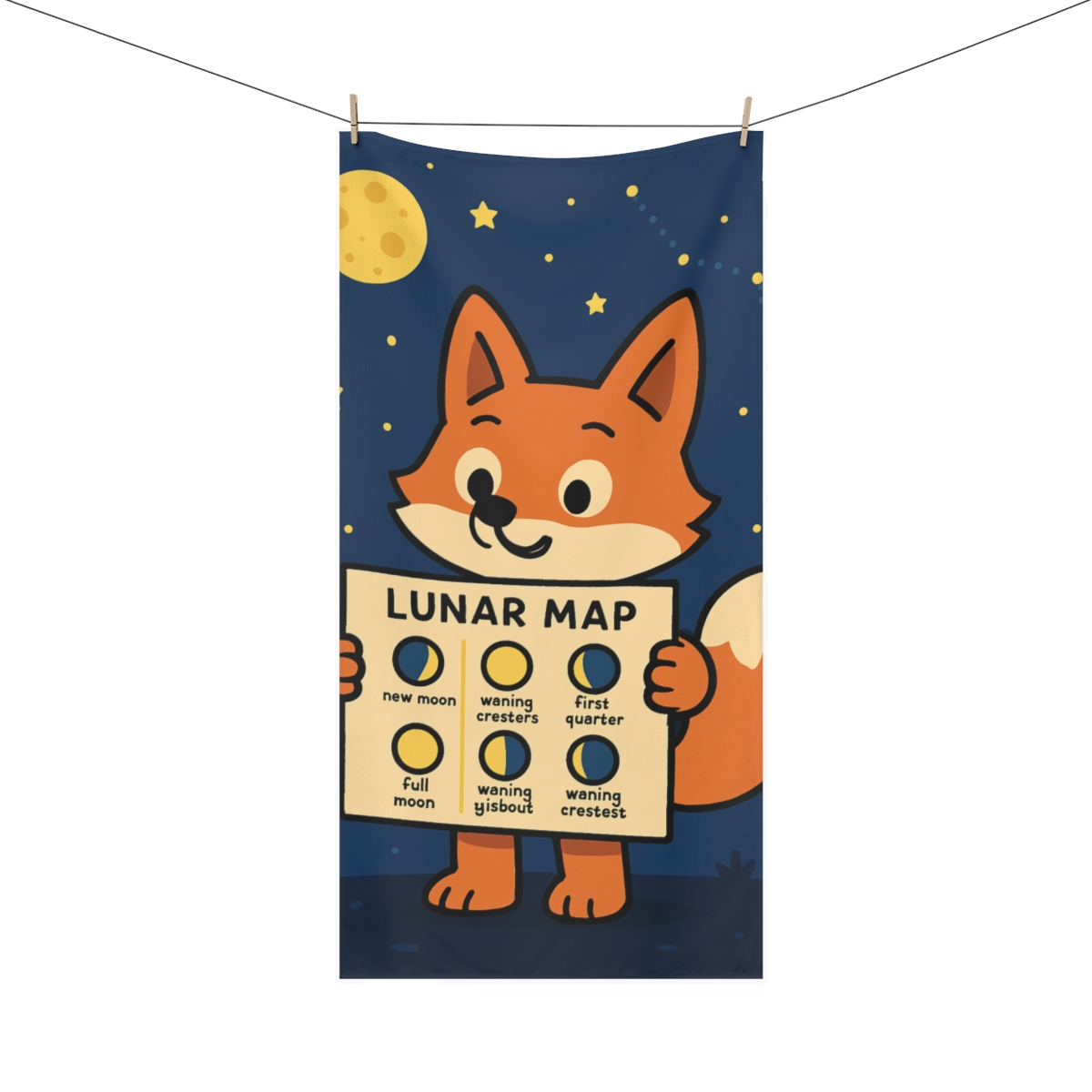 Stargazing Fox And Lunar Map stylish beach towels