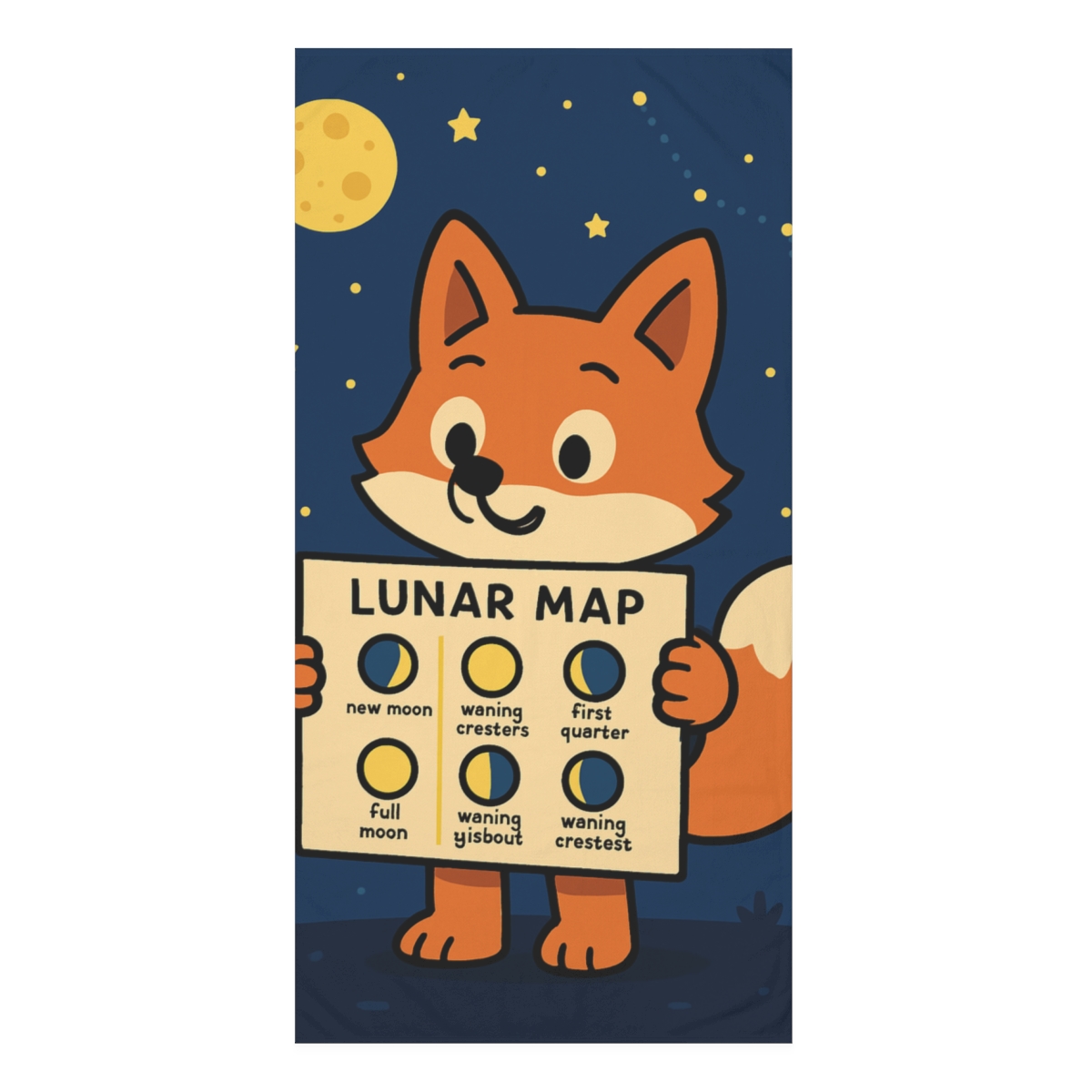 Stargazing Fox And Lunar Map stylish beach towels