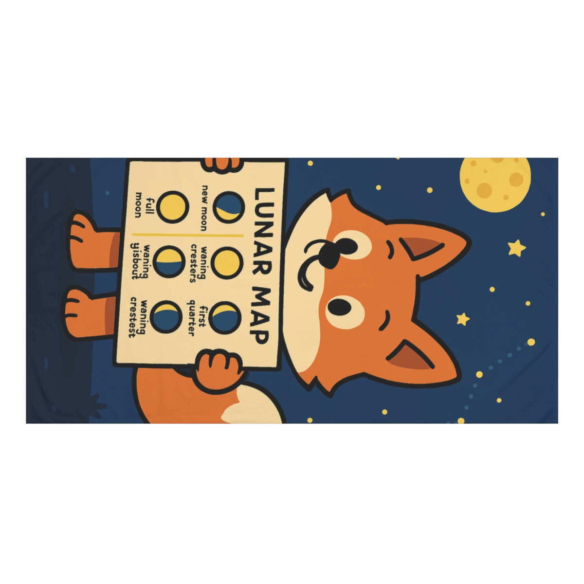 Stargazing Fox And Lunar Map stylish beach towels