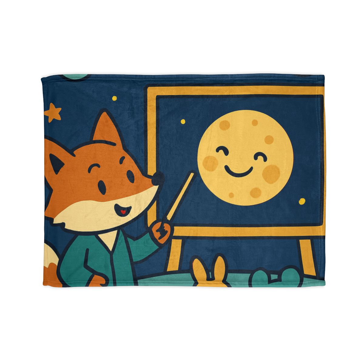 Stargazing Fox And Moon Classroom soft fleece blankets