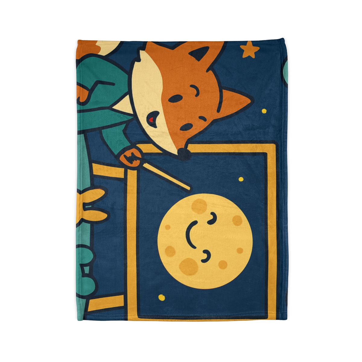 Stargazing Fox And Moon Classroom soft fleece blankets