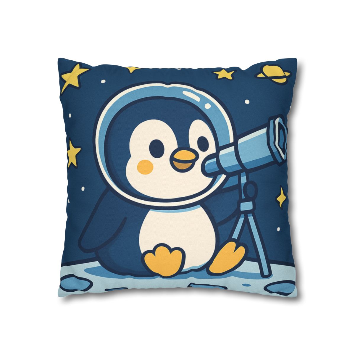 Stargazing Penguin On The Moon comfortable bedding pillow covers