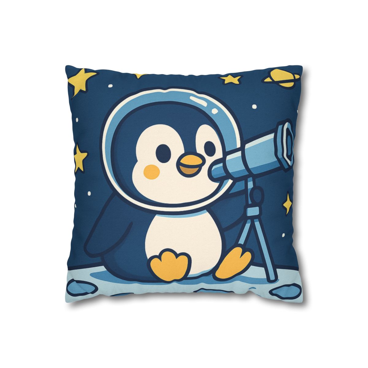 Stargazing Penguin On The Moon comfortable bedding pillow covers