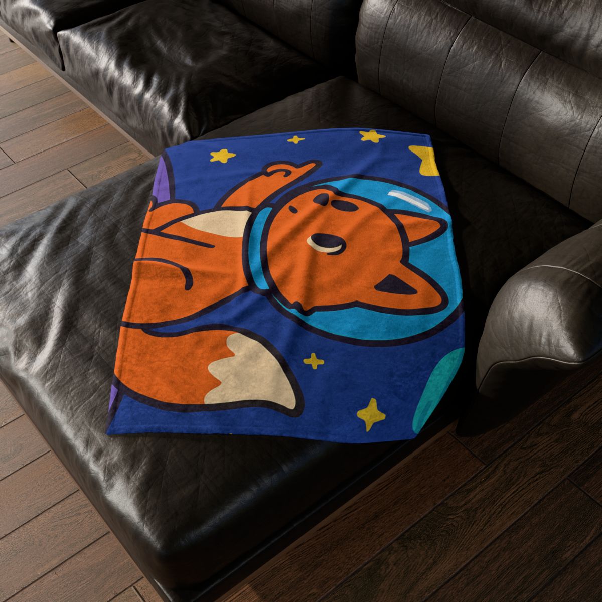 Stargazing Space Fox custom blankets
