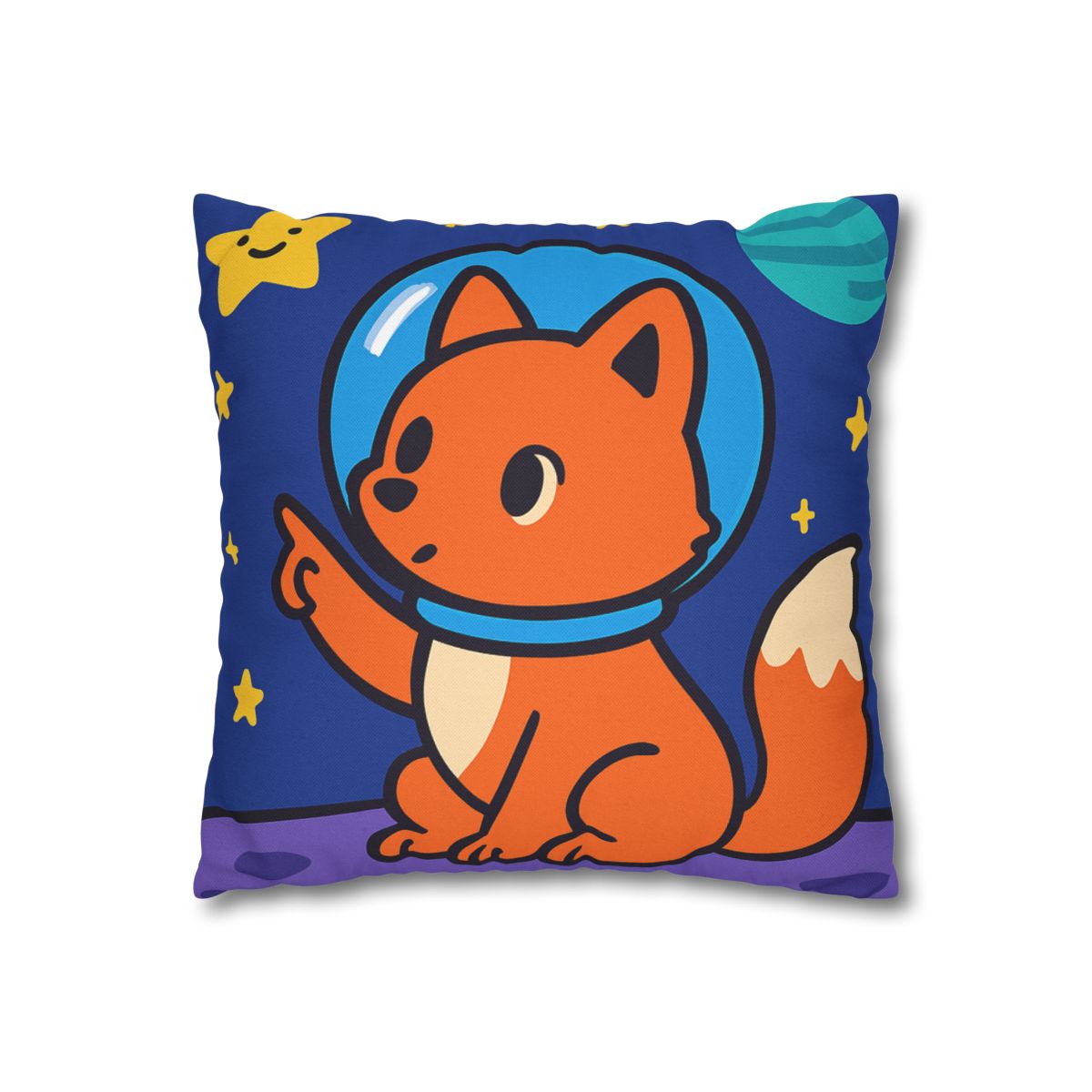 Stargazing Space Fox designer print pillow cases