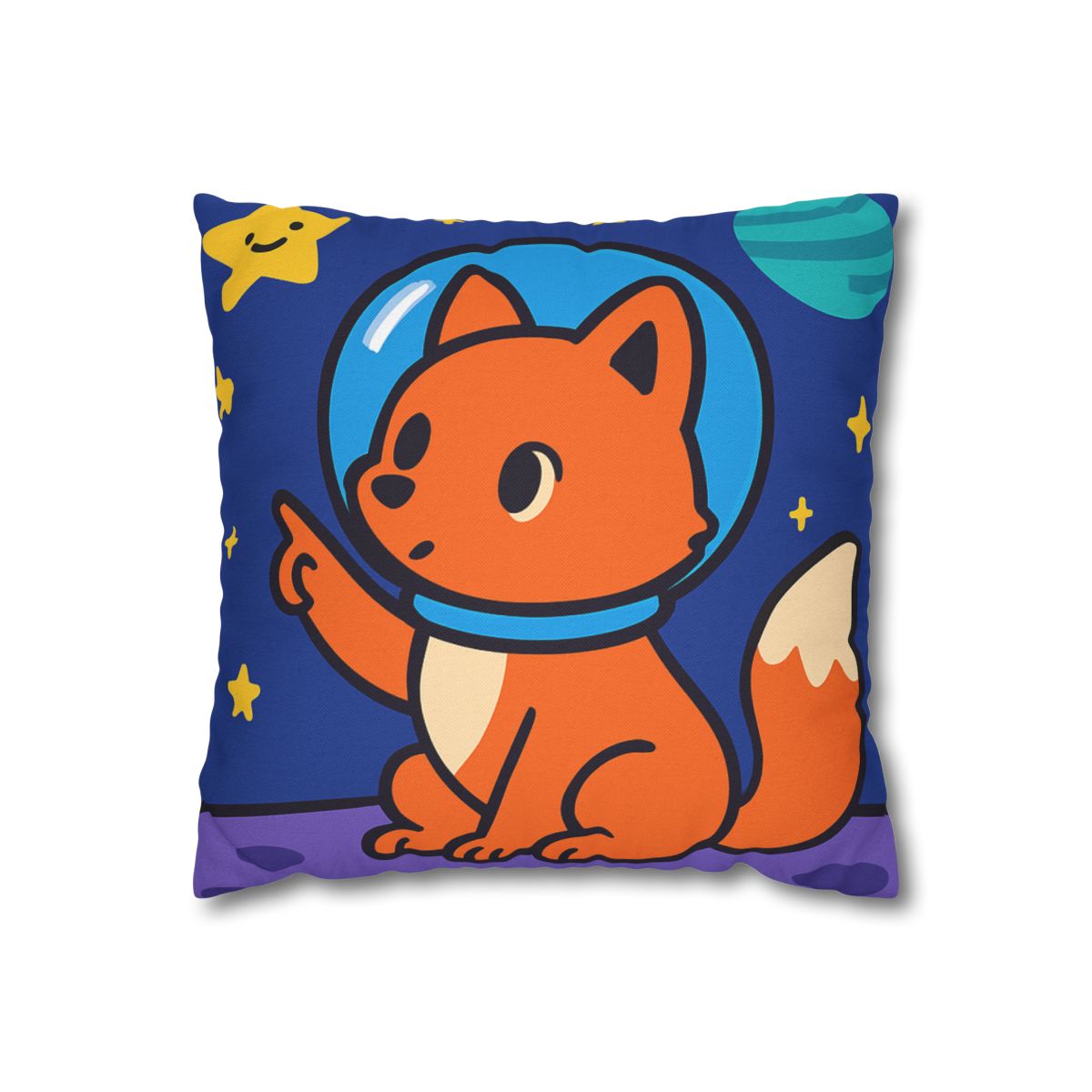 Stargazing Space Fox designer print pillow cases