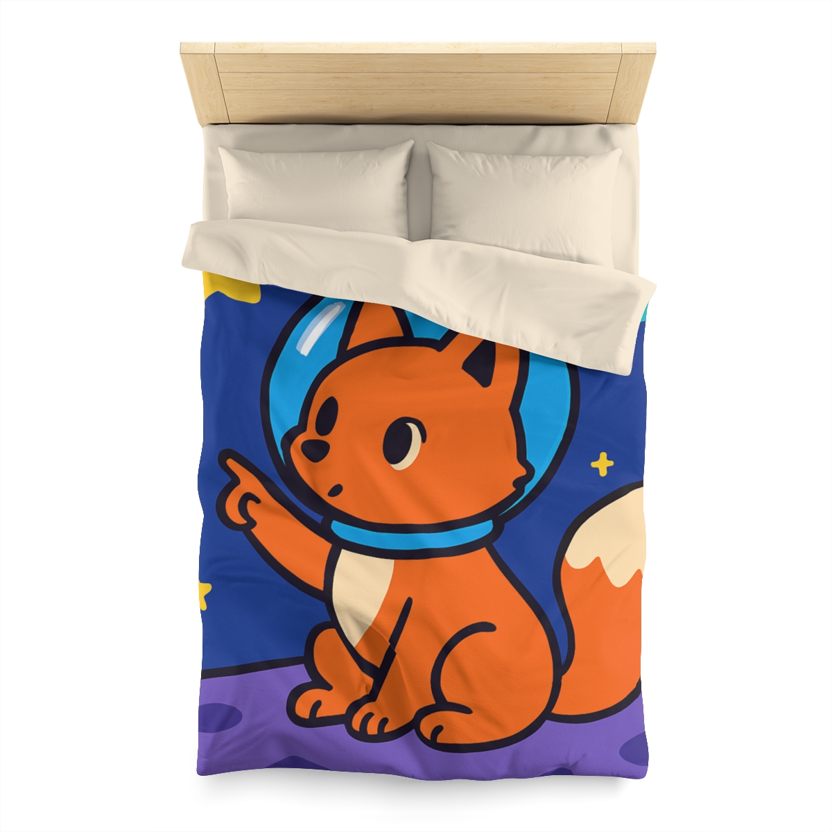 Stargazing Space Fox stylish duvet covers