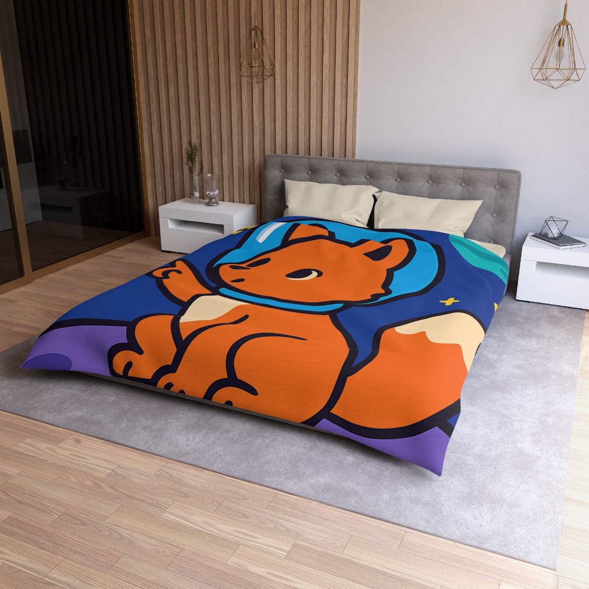 Stargazing Space Fox stylish duvet covers