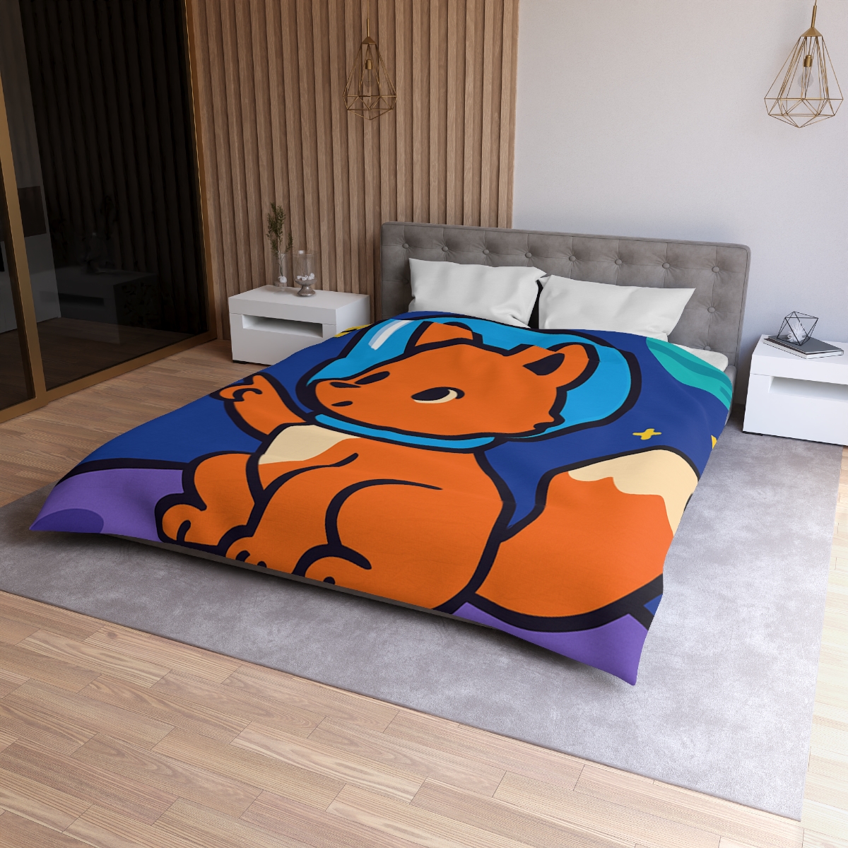 Stargazing Space Fox stylish duvet covers