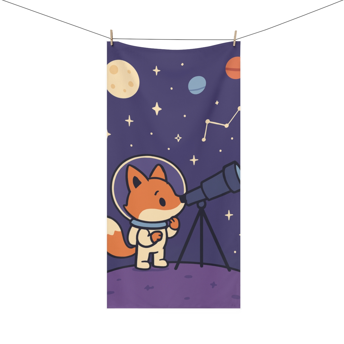 Stargazing Space Safari Fox unique gift towels