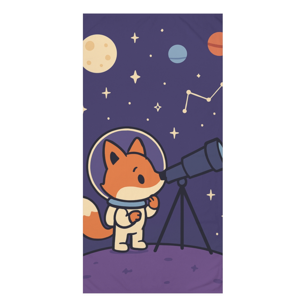 Stargazing Space Safari Fox unique gift towels