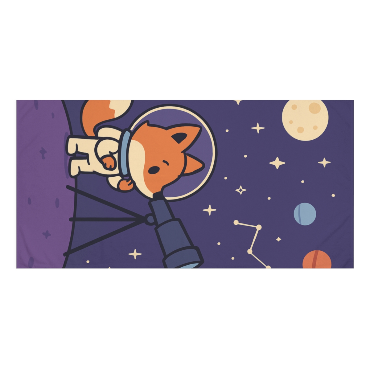 Stargazing Space Safari Fox unique gift towels