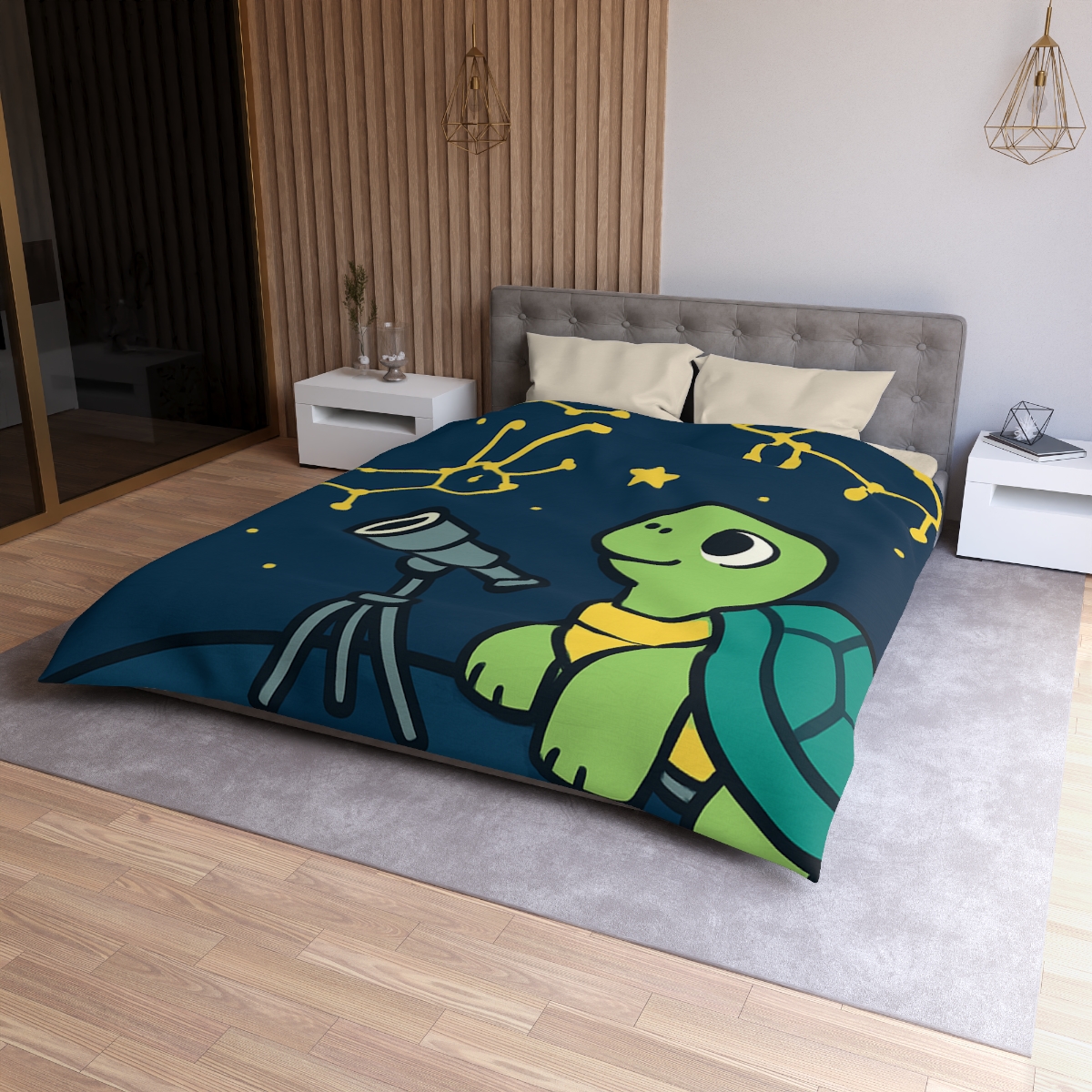 Stargazing Space Turtle stylish duvet covers