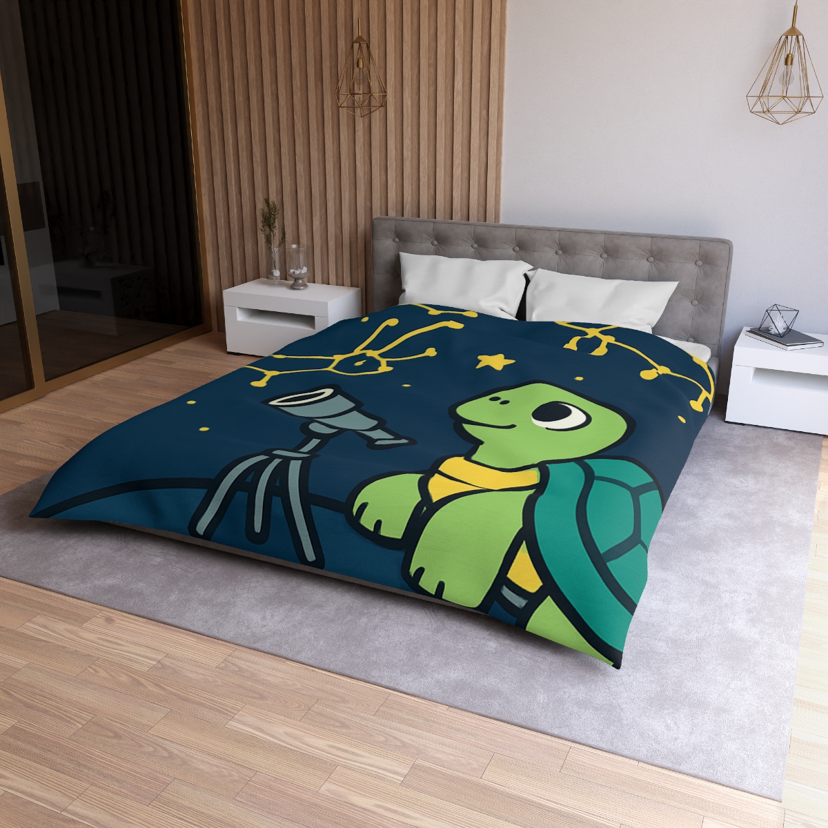 Stargazing Space Turtle stylish duvet covers
