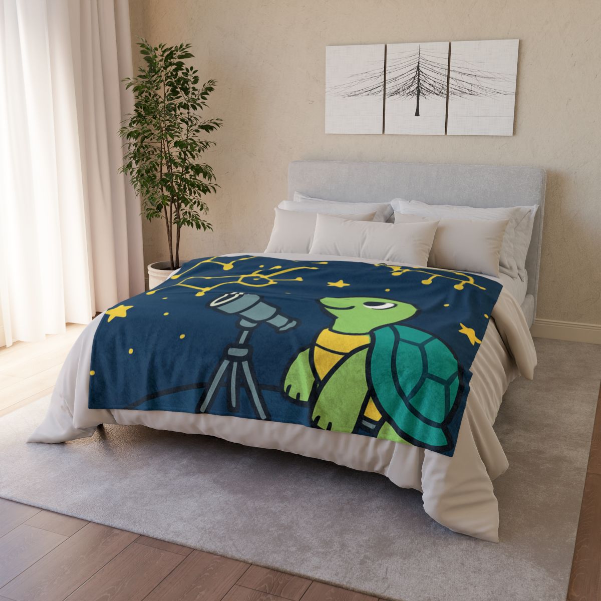 Stargazing Space Turtle trendy patterned blankets