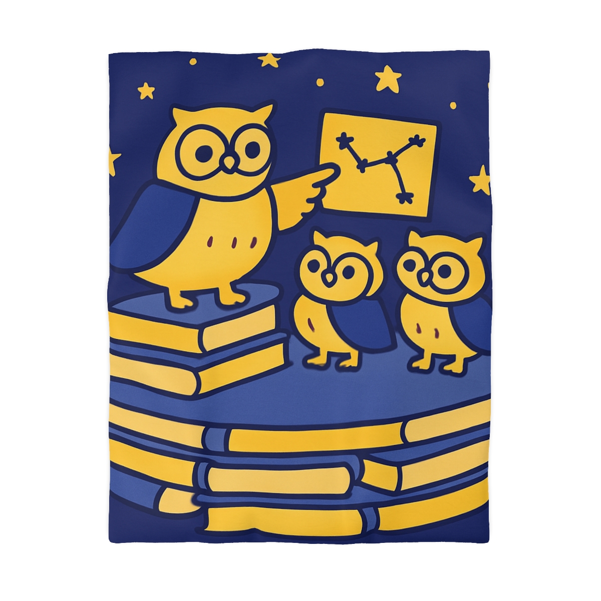 Starlight Library Run By Owls designer printed duvets