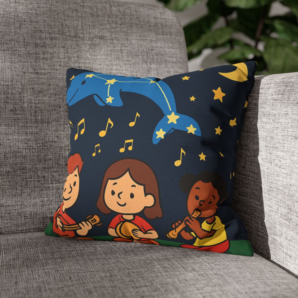 Starlight Orchestra Of The Dolphin Constellation designer print pillow cases