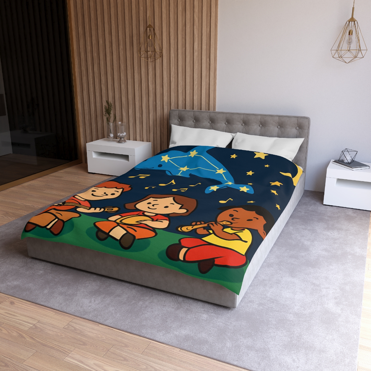 Starlight Orchestra Of The Dolphin Constellation unique patterned duvets