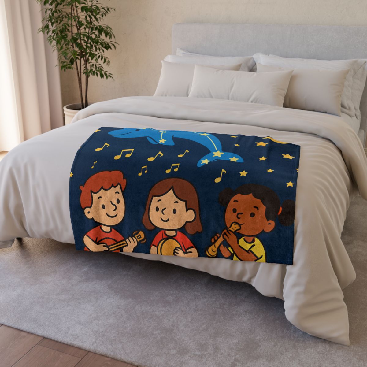 Starlight Orchestra Of The Dolphin Constellation designer printed blankets