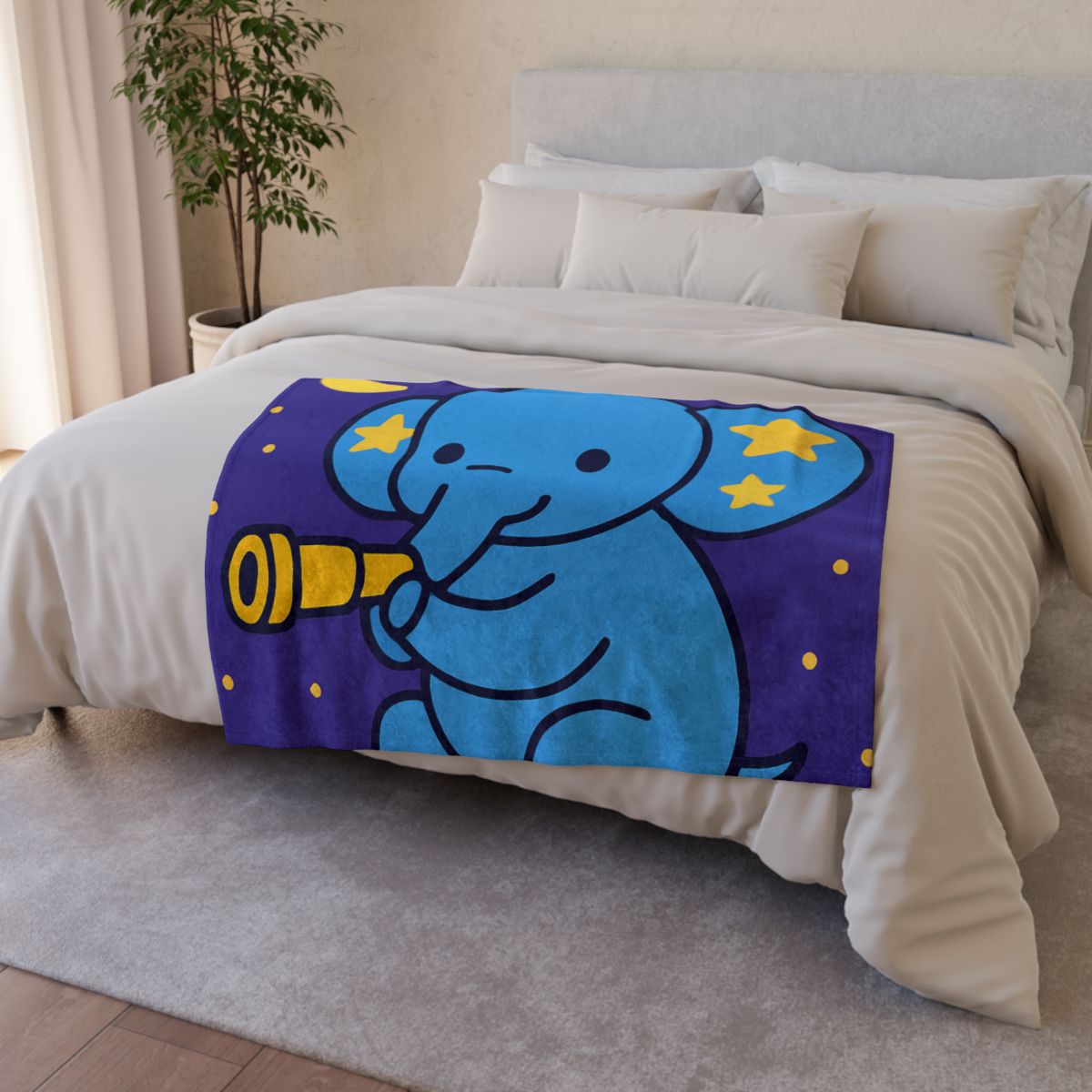 Starlight Safari Elephant personalized cozy blankets