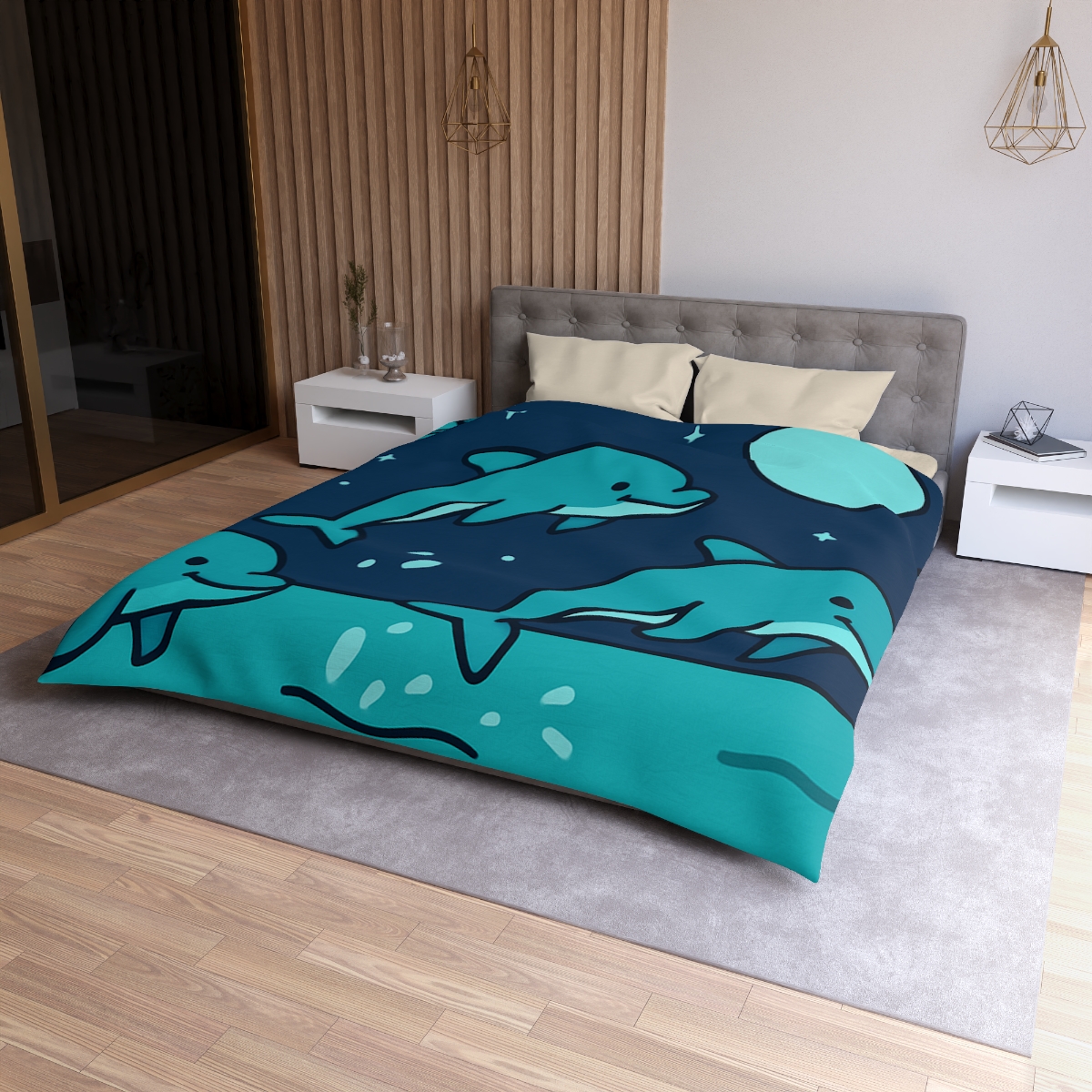 Starlight Sea And The Cosmic Dolphins personalized bedding duvets