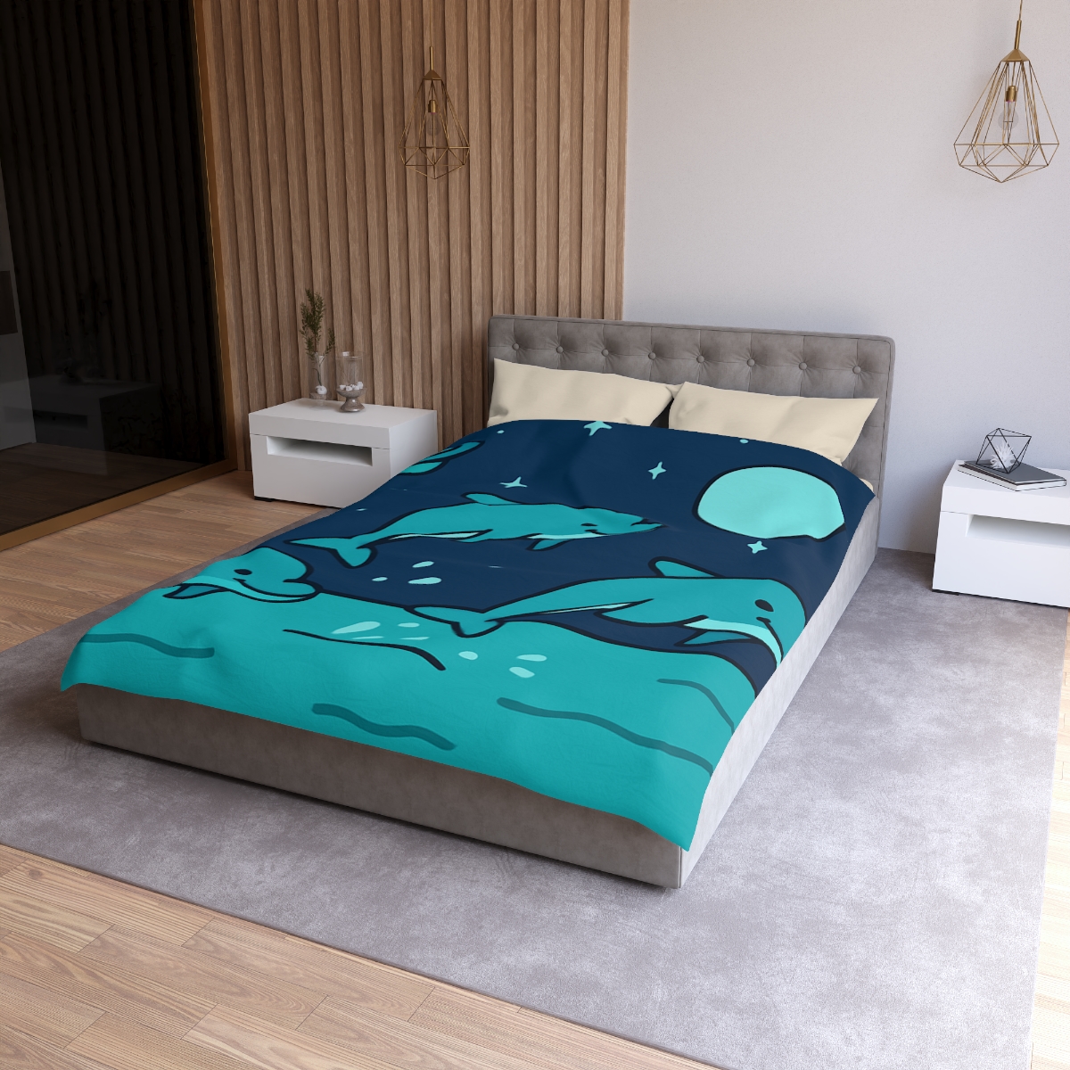 Starlight Sea And The Cosmic Dolphins personalized bedding duvets
