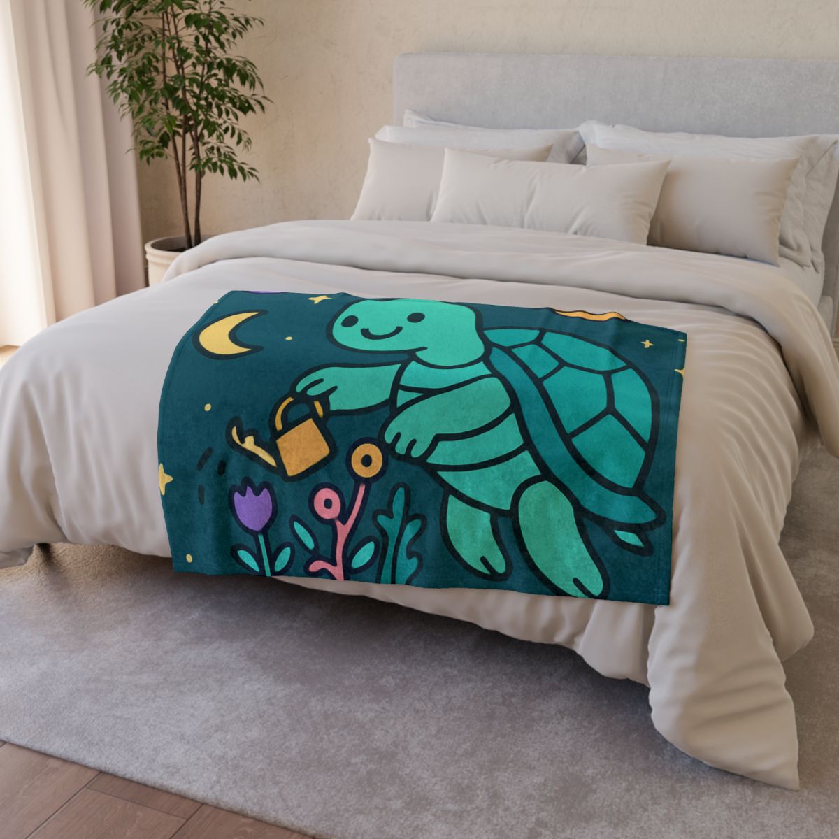 Starlight Sea Turtle Garden personalized cozy blankets