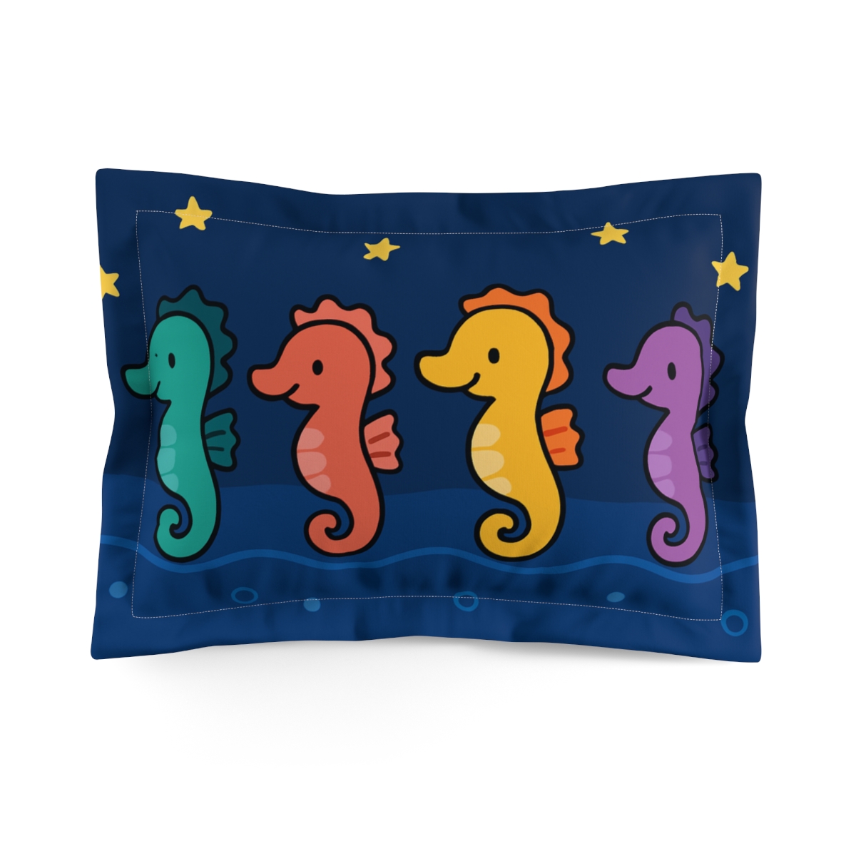 Starlight Seahorse Parade designer printed pillows