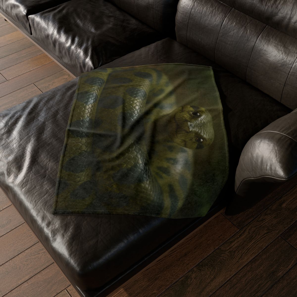 Starlit Coil Green Anaconda decorative home blankets