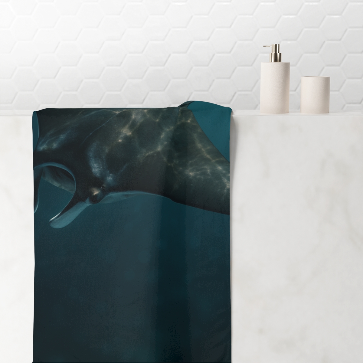 Starlit Drift Giant Manta Ray comfortable face towels