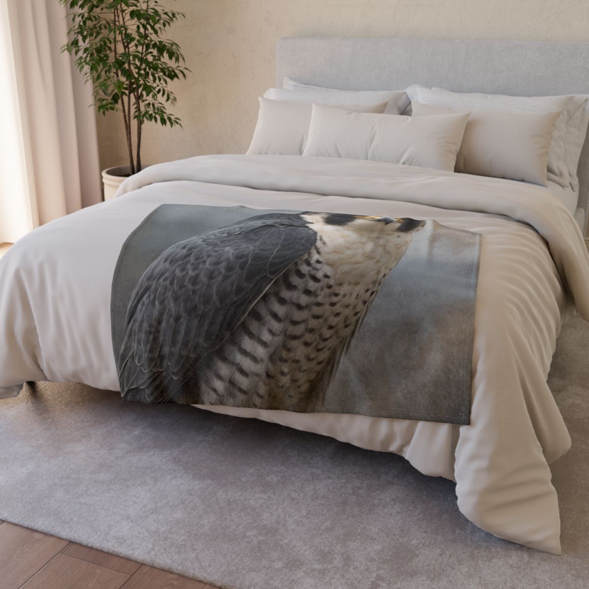 Starlit Focus Peregrine Falcon soft fleece blankets
