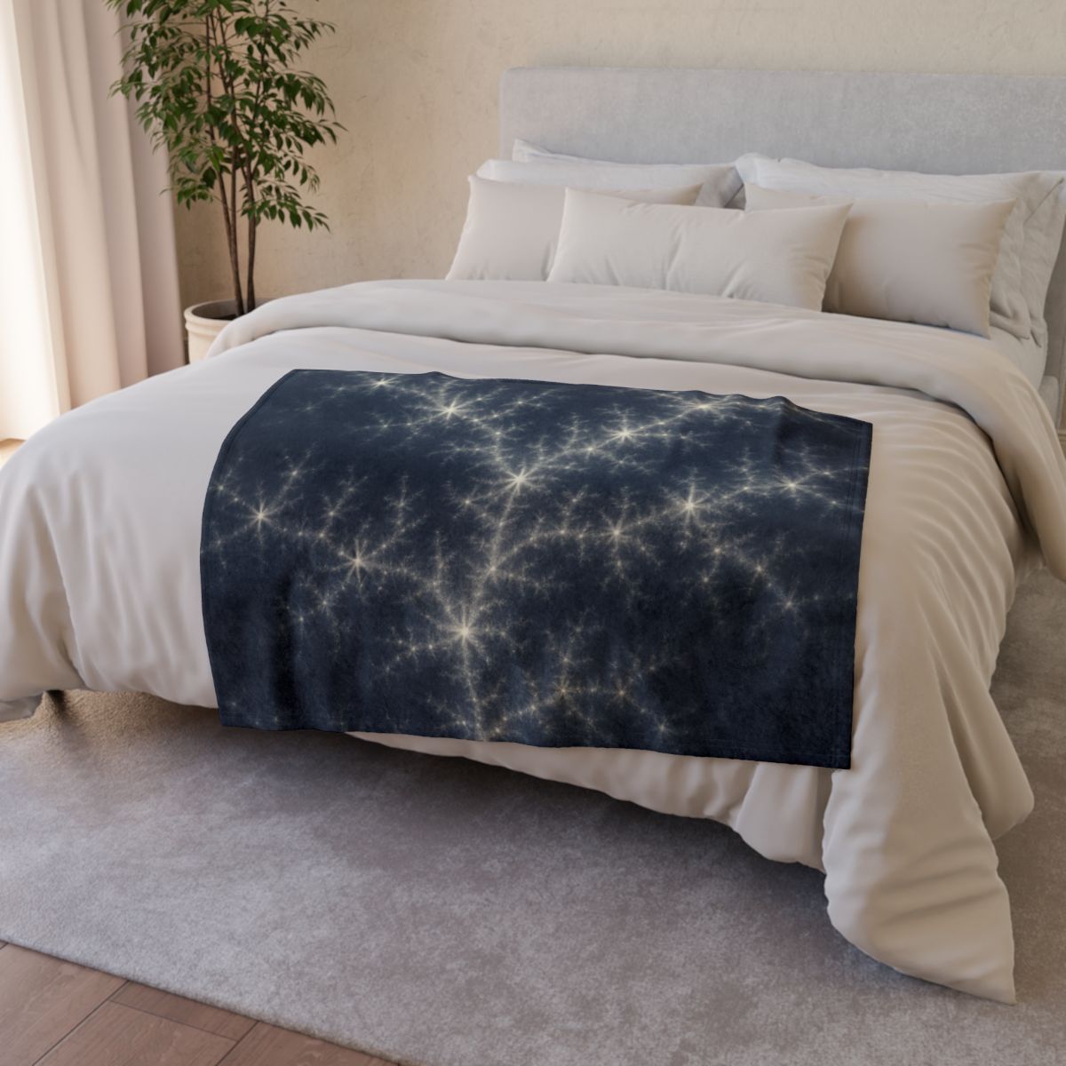 Starlit Fractal Cluster Drift stylish throw blankets